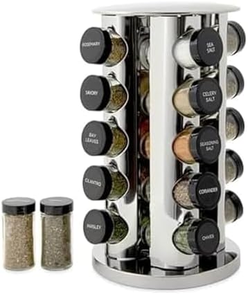 Kamenstein 20 Jar Revolving Countertop Spice Rack with Spices