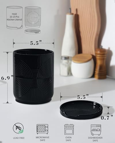 Utensil Holder, 7.2" Kitchen Utensil Holder for Counter, 2-in-1