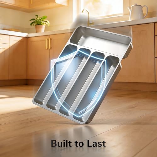 Zarler Stainless Steel Silverware Tray, 5 Compartments