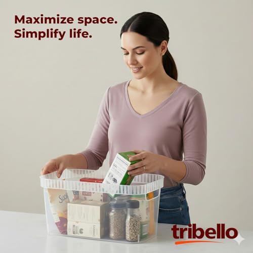 Tribello Narrow Storage Bins – Slim, Clear Plastic Storage Basket
