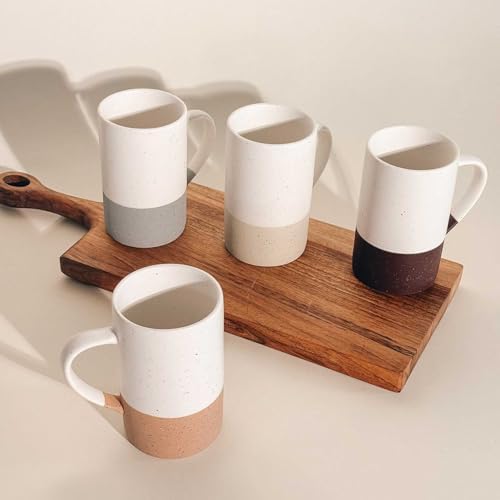 MORA Ceramics 12oz Coffee Mug Set of 4 - Ceramic Tea Cups with Handle