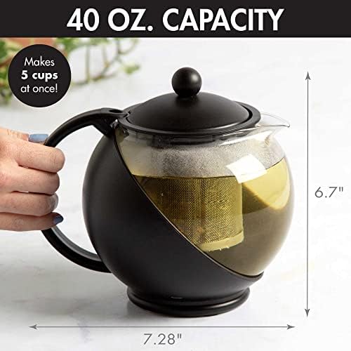 Primula Half Moon Teapot Set with 4 Tea Cups, Removable Stainless