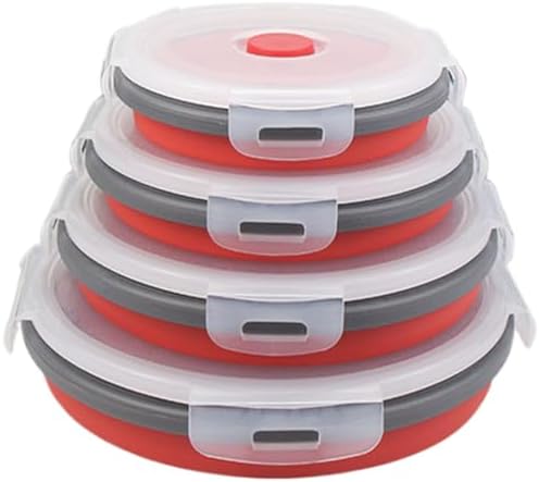 Collapsible Bowls with Lids, 4Pcs 5/6/7/8 Inch Round Silicone Food