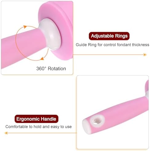 HARFINGTON Silicone Rolling Pins for Baking 20.5 Inch Rubber Handle