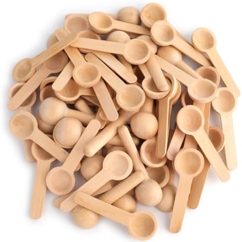 Tebery 60PCS Mini Wooden Spoons Small Bath Salt Spoon Candy Spoon Baby