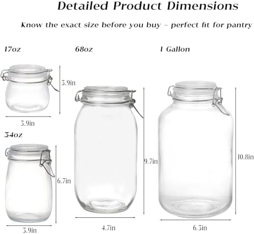 BJONKZ Glass Jars with Airtight Lids – Food Storage Containers with