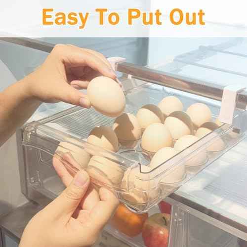 URALFA 2PCS Fridge Drawer Organizer and Egg Holder