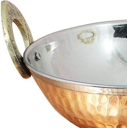 ® Set of 4, Pure Copper, Stainless Steel Bowls with Solid Brass Handle