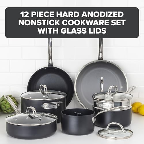 Viking Pots and Pans Set Non Stick,12 Piece Hard Anodized Kitchen