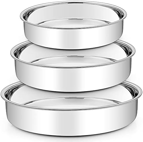 TeamFar Cake Pan, 8''/91⁄2''/11'' Stainless Steel Round Baking Tier