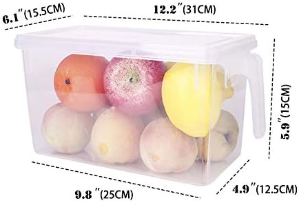 Sooyee 4 Pack 5L Fridge Organizer with Handle & Lid, Clear