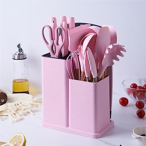 19 Pcs Kitchen Cooking Utensils and Knife Set with Block, Include