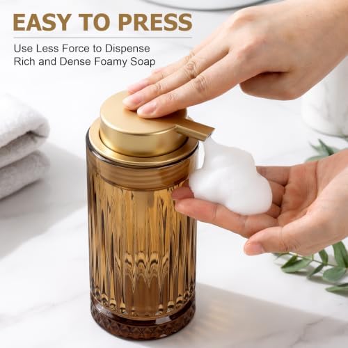 Amber Foaming Glass Soap Dispenser, 2 Pack Glass Foam Hand Soap