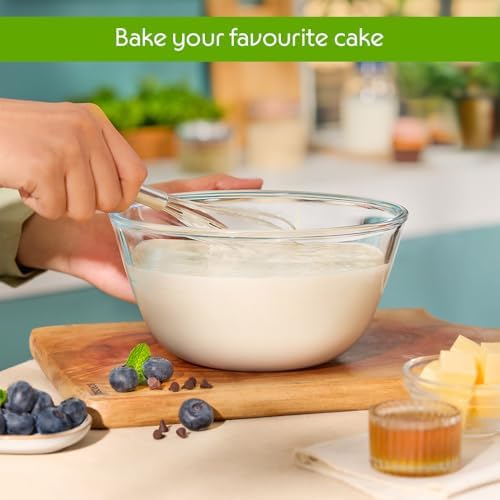 Borosil Glass Mixing Bowl with lid - Set of 3 (500 ML + 900 ML + 1.3L)