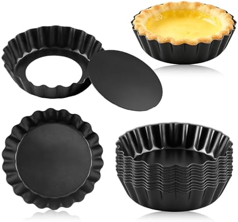 16 Pcs Mini Tart Pans Egg Tart Molds with Removable Bottom Round