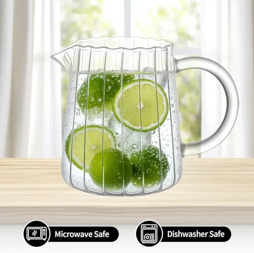 2 Pack Small Glass Pitcher 8.5 Oz, Mini Creamer Pitcher for Coffee