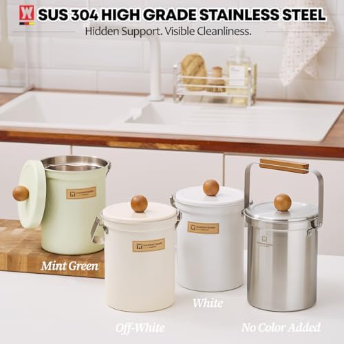 WAGENSTEIGER 3 Liters Stainless Steel Kitchen Compost Bin with Lid