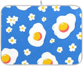 OTVEE Blue Breakfast Art Dish Drying Mat for Kitchen Counter Absorbent