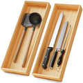 Long Bamboo Kitchen Drawer Organizer Boxes, 17 x 6"