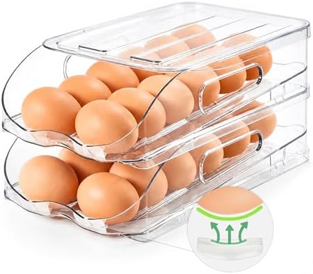 SMRCAD 24-Egg Holder for Fridge, Auto-Rolling