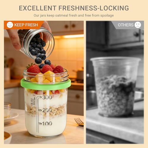 4-Pack 16+4 OZ Glass Mason Jars with Lids and Spoons