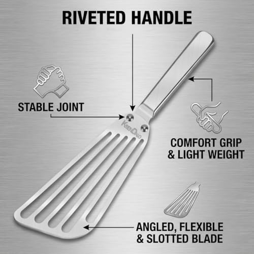 KSENDALO 2 Pack Flexible Fish Spatula Stainless Steel for Kitchen