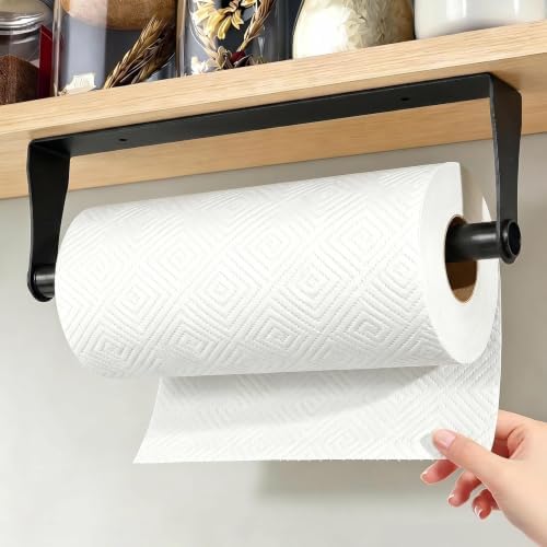Paper Towel Holder, Under Cabinet, Black Stainless Steel