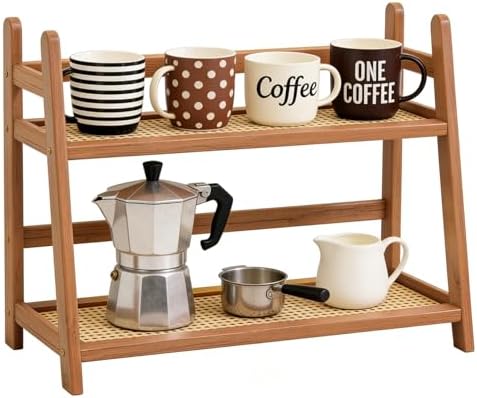 Household 2-Tier Cup Shelf Organizer, Kitchen Counter Shelf for Tea