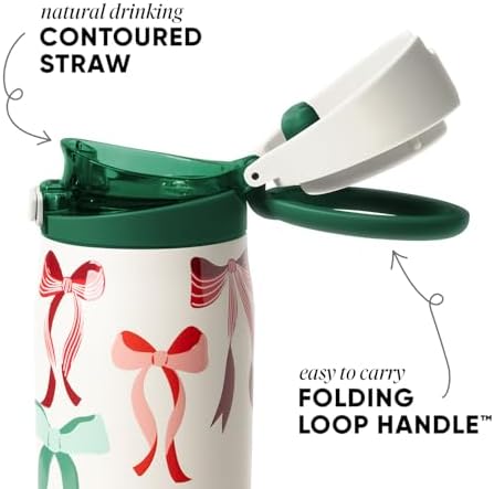 Simple Modern Christmas Water Bottle with Straw & Handle | 24oz | Bows