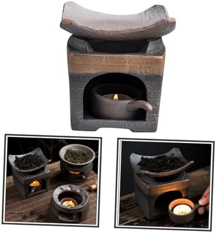 Ceramic Tea Stove Warmer with Non-Slip Base Retro Four-Square Design