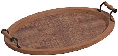 Deco 79 Wood Living Room Decor Tray Large Oval Ottoman Tray with