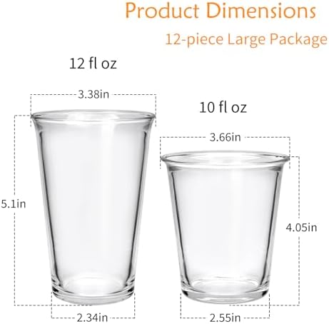Mapoxy 12 Pack Highball Glasses Set, 12 oz & 10 oz Stackable Tumblers