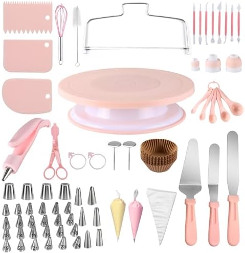 207PCS Cake Decorating Kit Includes Revolving cake turntable for