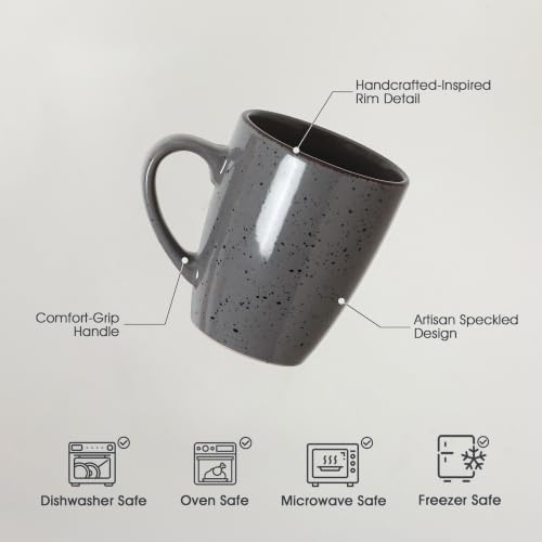 FUN ELEMENTS Coffee Mugs Set of 6, 12.8 oz Ceramic Speckled Coffee