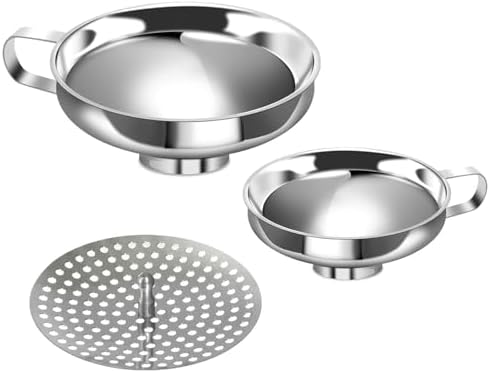3PCS Silver 304 Food Grade Wide Mouth Preserving Jar Funnel with