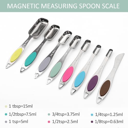 Magnetic Measuring Spoons Set Stainless Steel Magnetic Measuring