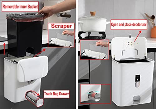 Sooyee 2.4 Gallon Plastic Compost Bin with Lid, White