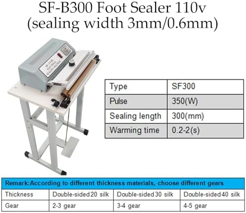 INTBUYING 110V Foot-pedal Sealing Machine, 3mm/0.6mm Width