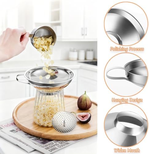 Canning Funnel with Strainer, Wide Mouth Funnels for Filling Wide and