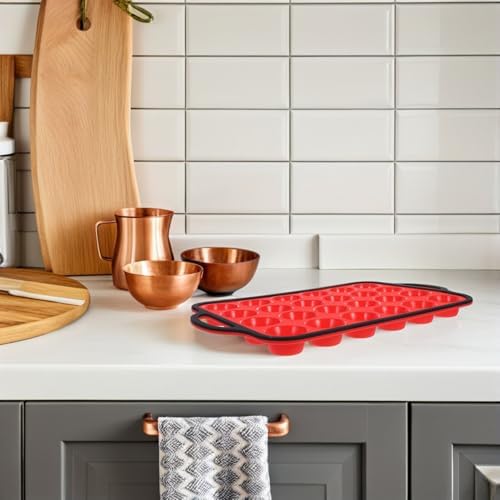 DOITOOL Mini Muffin Silicone Baking Pan Xmas Non Stick Red Iron Tray