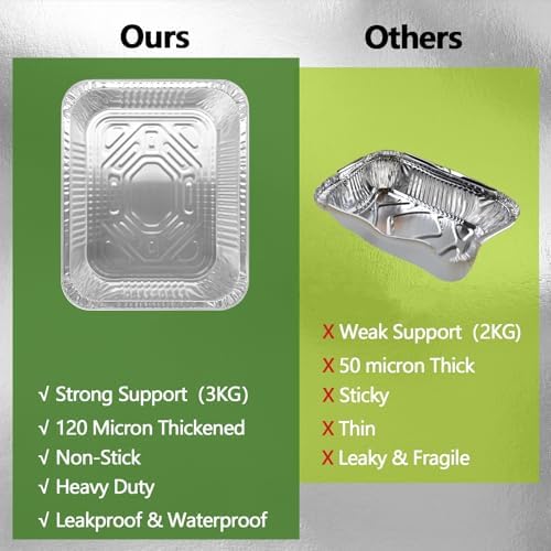 Thickened 10 Pack Heavy Duty Aluminum Pans, 9x13 Aluminum Foil Pans