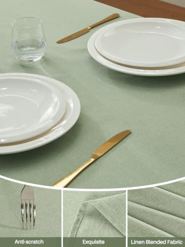 IVAPUPU Textured Linen Rectangle Table Cloth, Sage Green, 60 x 84 Inch