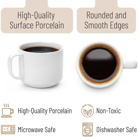 BTaT- Porcelain Stackable Coffee Mugs, 12 Pack, 12 oz, White