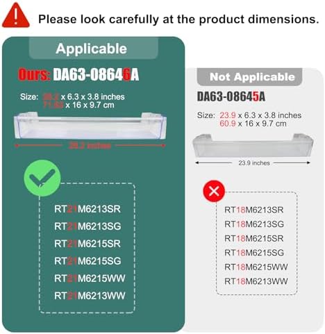 28 Inch RT21M6213SR Door Shelf DA63-08646A Refrigerator Door Bin