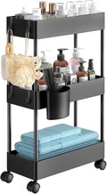 Pipishell 3 Tier Bathroom Storage Cart, Black