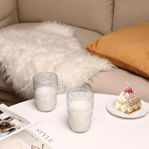 abrwyy Clear Glasses Drinking Set, 14oz Water Glasses, Vintage