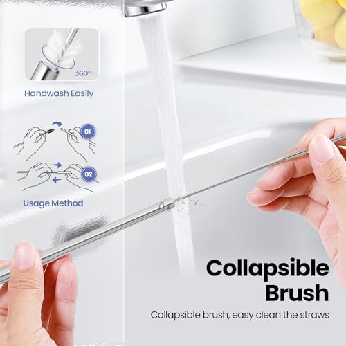 Ecoangel Cruise Ship Essentials, Reusable Metal Straws (4 Pack)