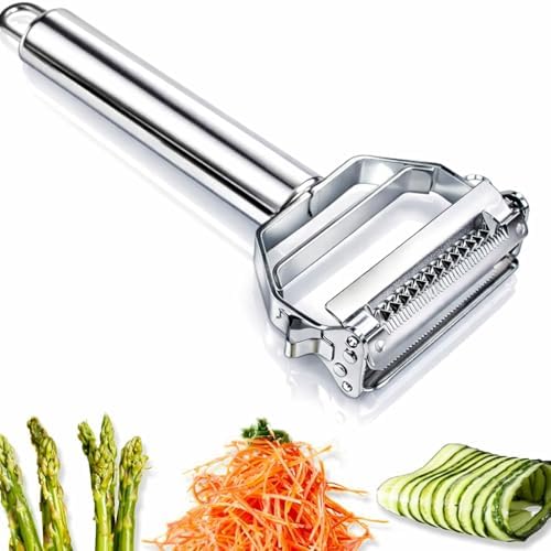 Julienne Peeler, Stainless Steel Vegetable Peeler, Double-Sided Blade