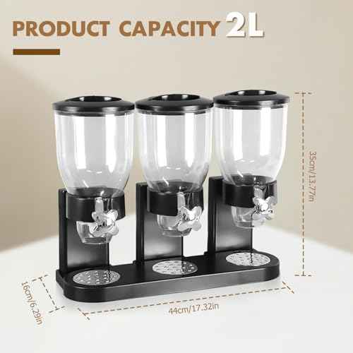 Cereal Containers Storage,3 Pack 2L Large Cereal Dispenser with Rotary Knob