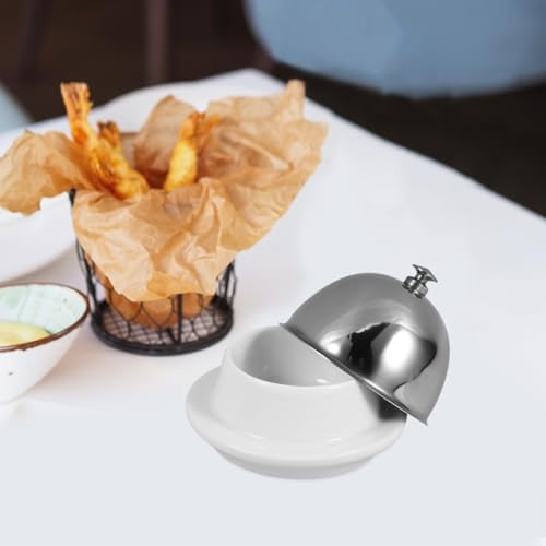 Tofficu 3 Pcs Ceramic Butter Dish with Lid, Round Butter Keeper with